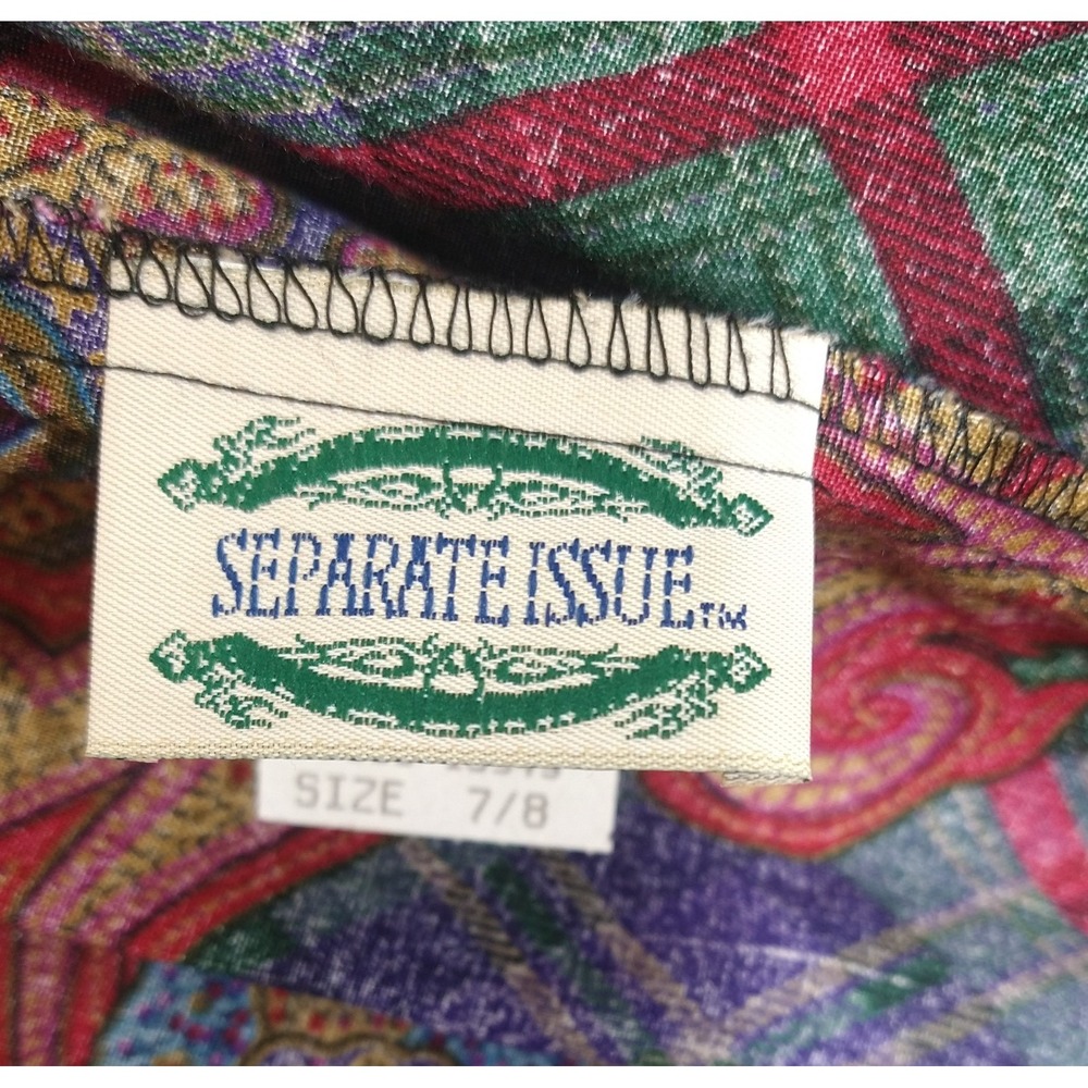NWOT 80's VTG Separate Issue Jewel Tone Paisley Pleated Rayon Skirt Pockets sz 8 - Picture 7 of 7